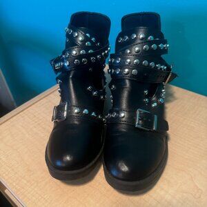 studded buckle moto boots ~ 38